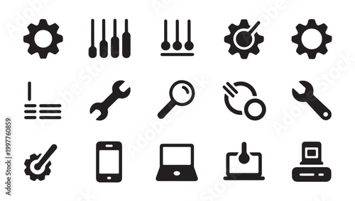 Black and white vector line icon set simple symbols for web and app design.