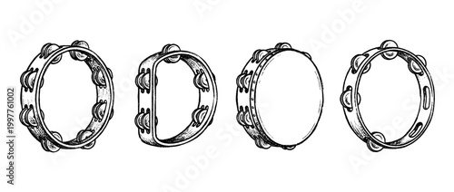 tambourine , chalk texture vector set
