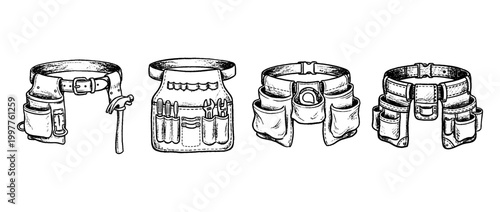 tool belt , chalk texture vector set