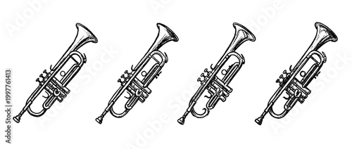 trumpet , chalk texture vector set