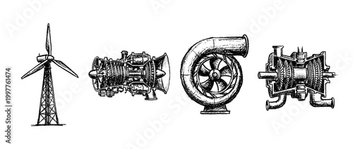 turbine , chalk texture vector set