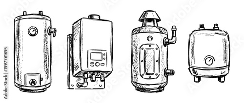water heater , chalk texture vector set