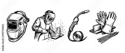 welder , chalk texture vector set