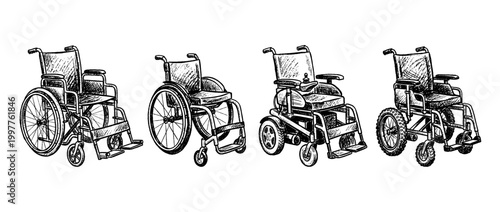 wheelchair , chalk texture vector set