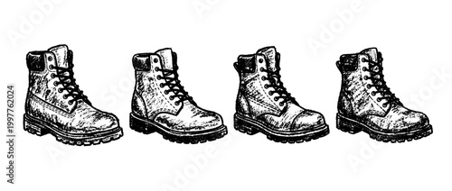 work boots , chalk texture vector set