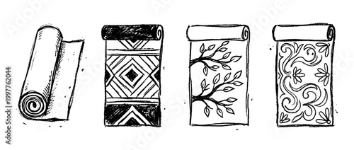 yoga mat , chalk texture vector set