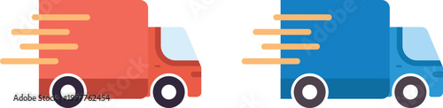 Fast delivery van icon in flat style, logistics and shipping concept for transport services.