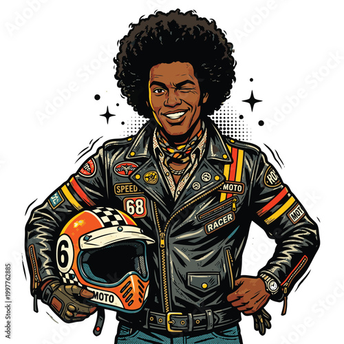 Afro American biker vector image