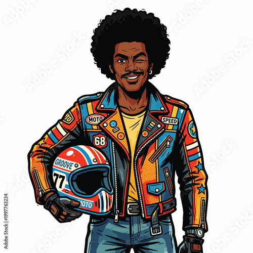 Afro American biker vector image
