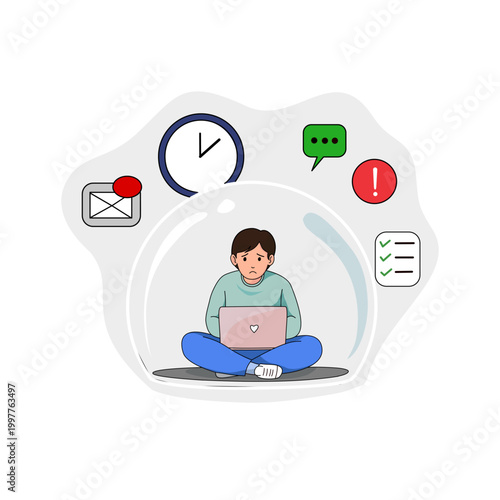 Deadline Pressure Illustration, Work Stress and Time Management Concept