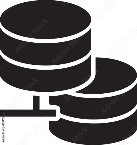 Database icon with network connection storage unit data center