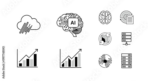Artificial intelligence technology concept icons.