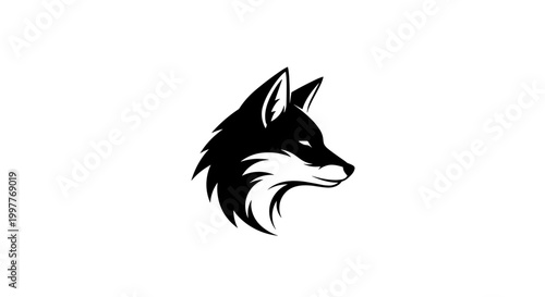 Black and white wolf head profile 3.