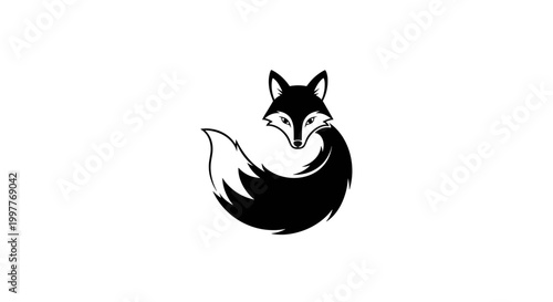 Black Fox Logo Illustration Design.