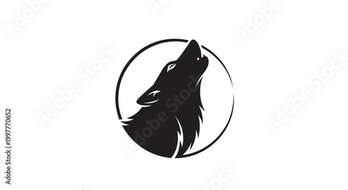 Obraz na plátně Black silhouette of a howling wolf 2.