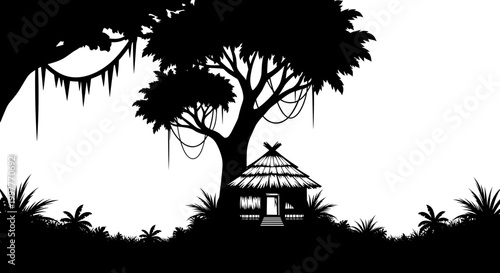 Black silhouette of a hut 1.