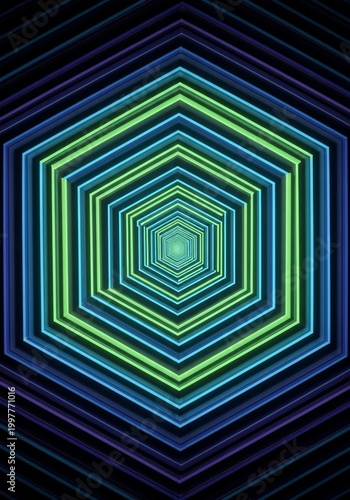 Abstract geometric hexagonal tunnel