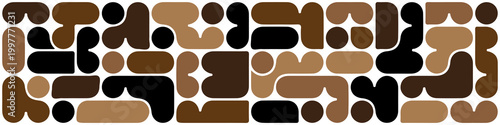 Abstract Earth Tone Geometric Pattern. Minimalist Rounded Shapes in Brown, Tan, and Black. Vector Illustration