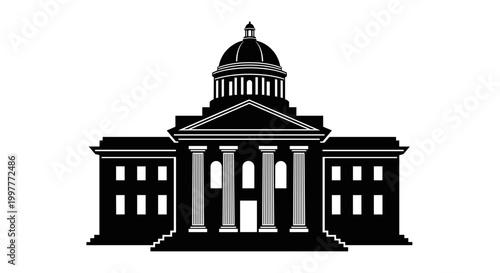 Government Building with Columns and Dome.