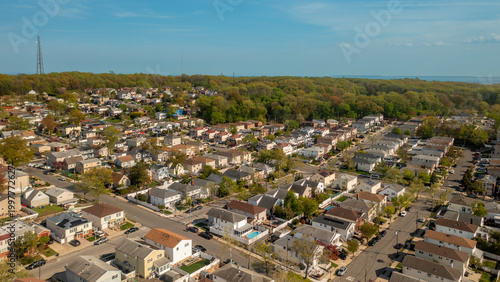 Aerial View of Suburban Residential Neighborhood in Staten Island New York