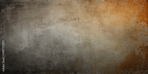 Dark aged concrete wall with a dirty gray stone texture and rough vintage metal patterns creates a dark grunge backdrop on an antique surface