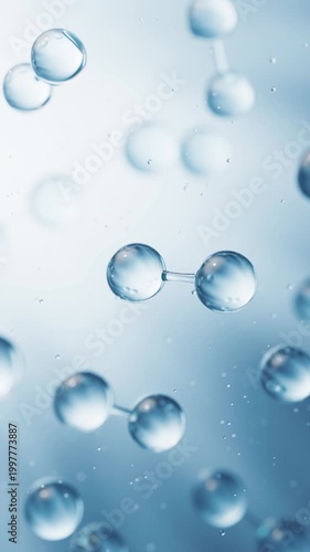 Transparent molecules with blue background, 3d rendering.