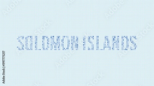 Solomon Islands dotted map animation. Digital style shape of the country. Solomon Islands shape and title dots appear with bulb flickering effect. Intro, outro, logo, title video.