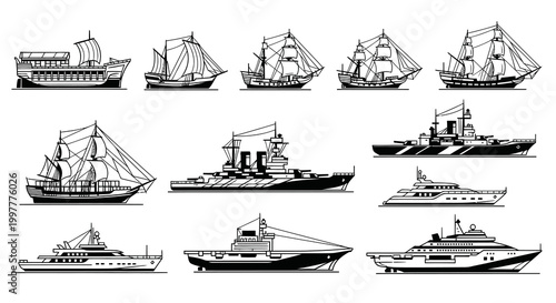 Maritime Vessel and Naval Ship Vector Collection