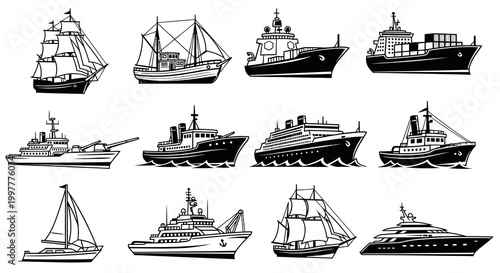 Maritime Vessel and Naval Ship Vector Collection