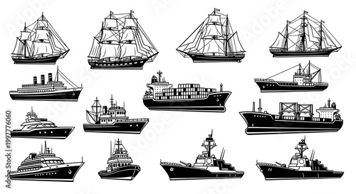 Maritime Vessel and Naval Ship Vector Collection