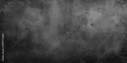 Dark grunge metal background with an old textured gray concrete surface and aged vintage paper design elements for a black dirty stone wallpaper backdrop
