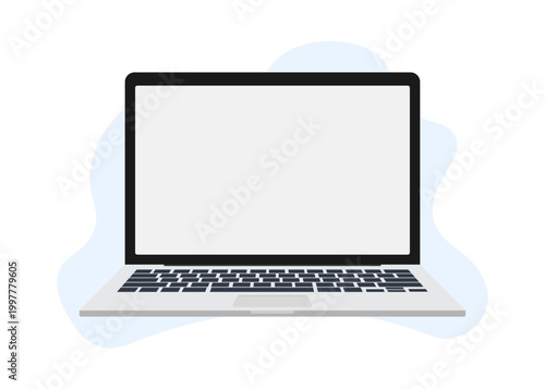 Modern Laptop Computer flat Illustration with Clean Blank Screen