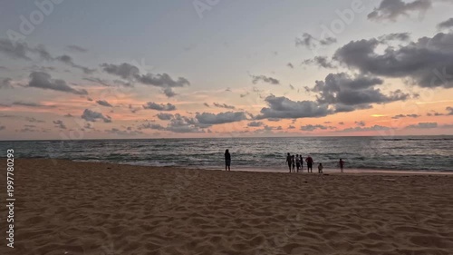 Time-Lapse Sunset Over Colombo Beach, Sri Lanka, Cinematic Golden Hour Coastal Skyline with Ocean Motion