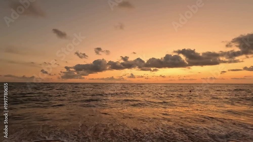 Golden Sunset Over Tropical Beach in Dehiwala, Sri Lanka – Warm Coastal Landscape with Ocean Glow