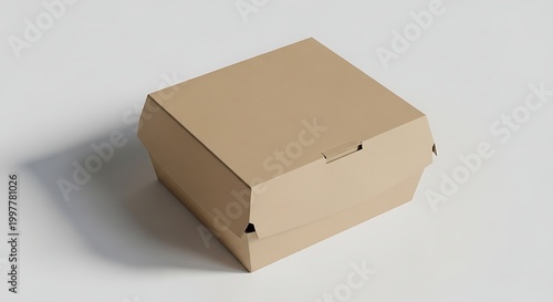 Closed Cardboard Burger Box Mockup on White Background.