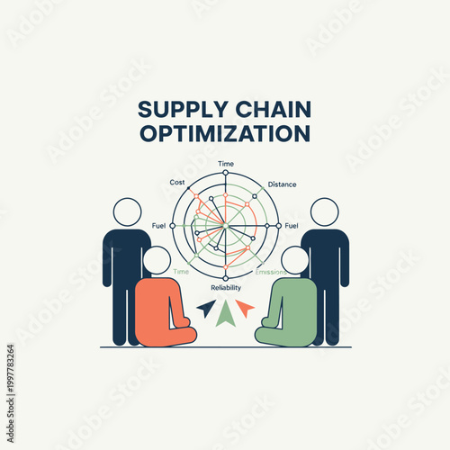 Supply Chain Optimization Diagram With Team Collaboration.