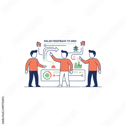 Team Collaboration Illustration Showing Feedback Loop.