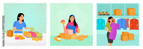 Homemade soap. Selling homemade bread. Flea market. Selling used goods, cheap clothing.