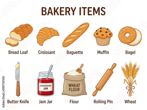Bakery Items Vector Food Illustration Collection for Food Businesses and Cafes