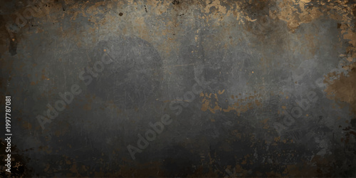 A dark aged texture of a rough rusty metal plate with a grungy brown pattern and weathered vintage paint on an old antique surface for a textured industrial backdrop