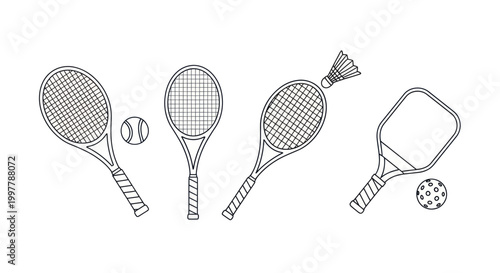 Tennis rackets and sports equipment.