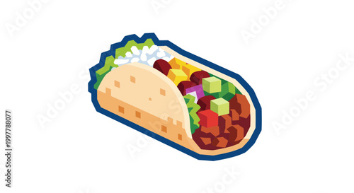 Taco with meat and vegetables inside.