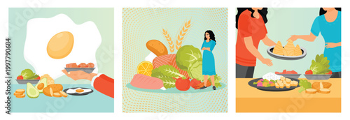 Ketogenic diet concept. Flexitarian meal plan and Vegetarian meal.