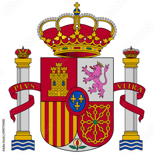 coat of arms national flag of Spain vector isolated