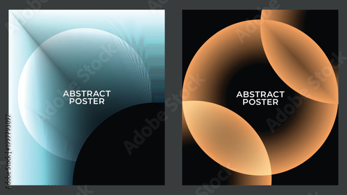 Abstract Cyan Gradient Poster with Circular Shape and Halftone Lines - Social Media, Poster Design, Web Banner, Cover