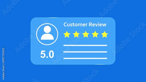 Animated Customer review online 5.0 Star rating, bad negative product review, infographics Icon