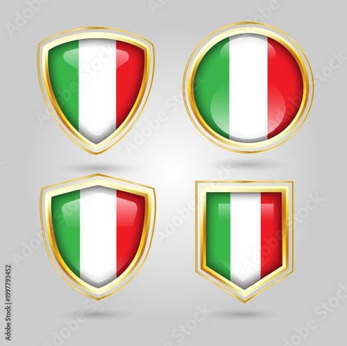 Set of shield Italy flag