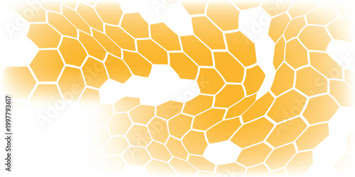 Abstract pattern seamless yellow hexagon honeycombs on a white background. Honey comb background pattern symbol vector design