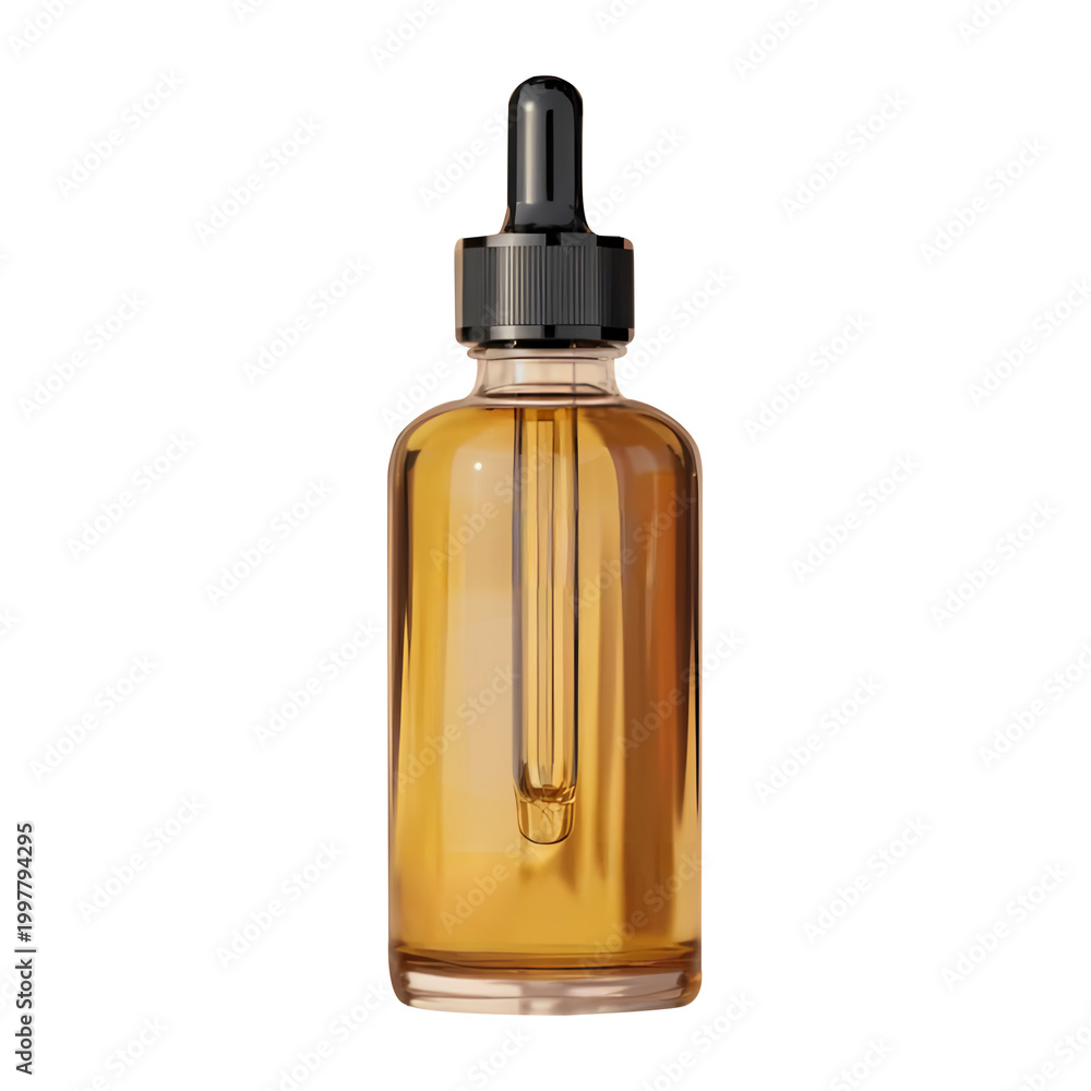Naklejka premium Amber Glass Dropper Bottle for Skincare Serum isolated on transparent background