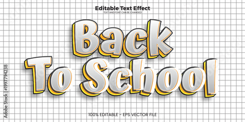 Back to School new editable text effect in modern trend style
